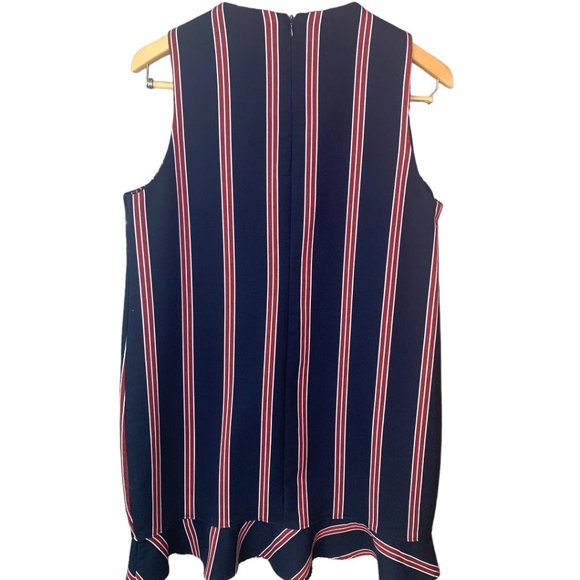 Zara Trafaluc Navy Red Striped Shift Dress Size Large - Picture 2 of 3